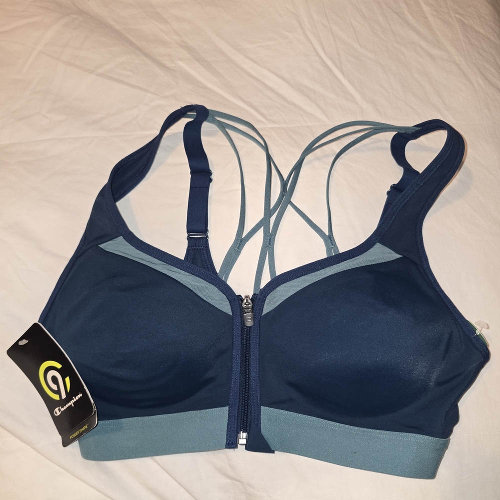 Champion Women's Navy and Teal Sports Bra